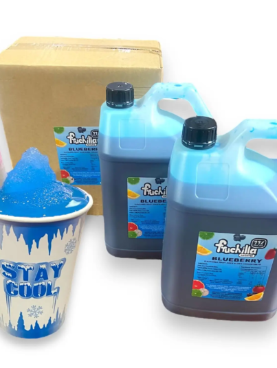 Fruchilla Blueberry slushie syrup – 99% fruit juice concentrate – 10L pack with 2x5L bottles