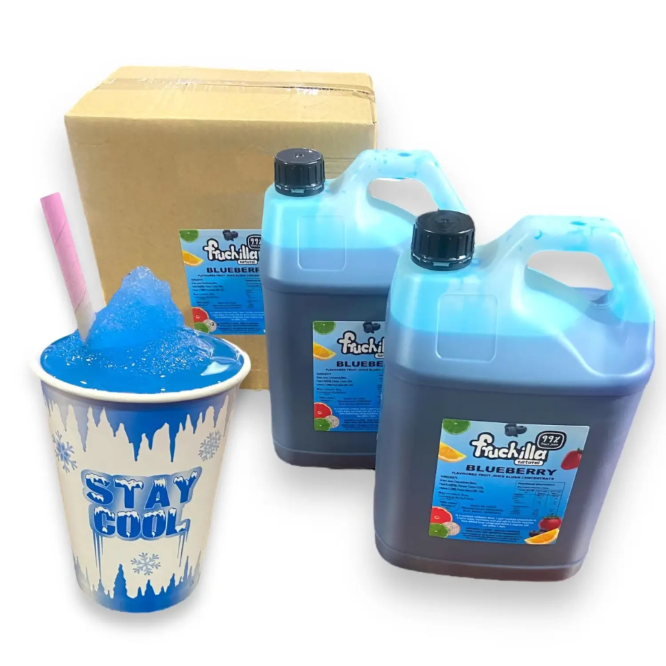 Fruchilla Blueberry slushie syrup – 99% fruit juice concentrate – 10L pack with 2x5L bottles