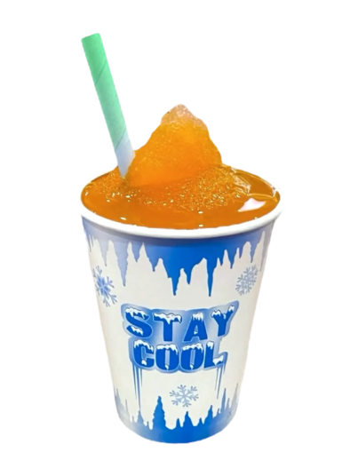 Tropical orange mango slushie made from Fruchilla juice concentrate – bright and fruity blend