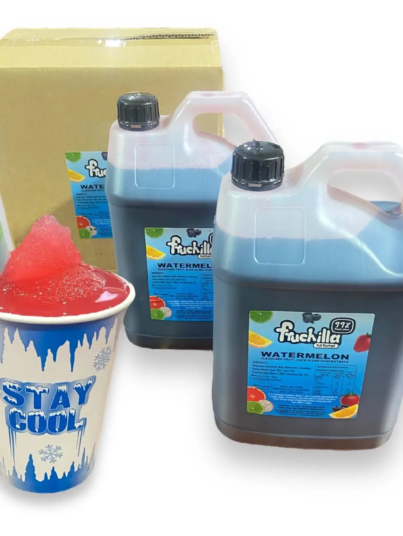 Fruchilla Watermelon slushie syrup – 99% fruit juice concentrate – 10L pack with 2x5L bottles