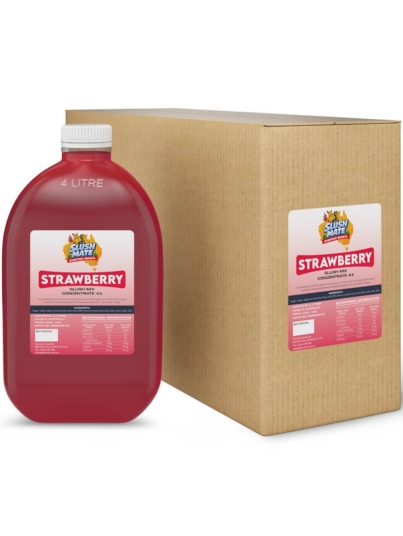 Slush Mate Everyday Granita Strawberry 4L syrup bottle and carton