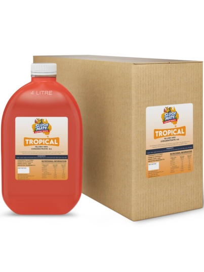 Slush Mate Everyday Granita Tropical 4L syrup bottle and carton
