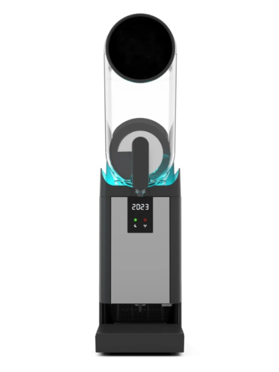 V AIR Smart+ 1 single bowl slush machine with 15L transparent hopper, multi-color LED lighting, smart touchpad controls, and compact vertical airflow design for efficient frozen beverage service in Perth venues.