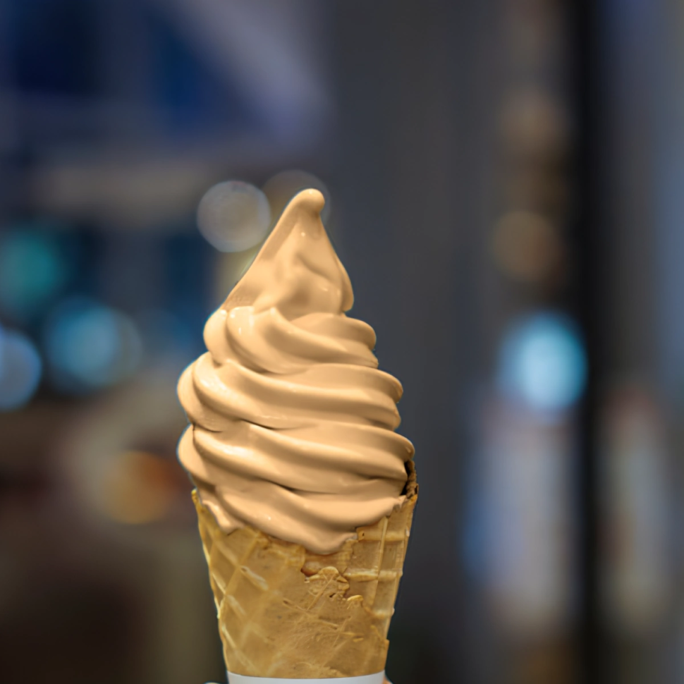 Sea salt caramel soft serve cone made with D364 powder – Slush WA Perth